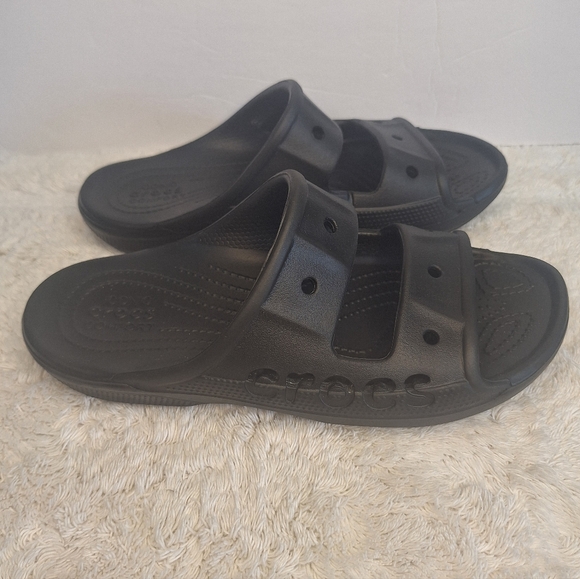 Crocs Men's Black Slide Sandals - Picture 1 of 8
